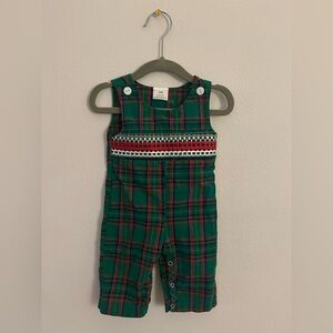 Mauricio and Miranda 3 month Plaid Green & Red Smocked Holiday Jon Jon